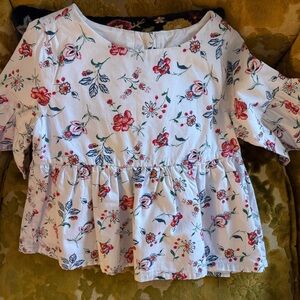 Janie and Jack Red and White Floral Blouse